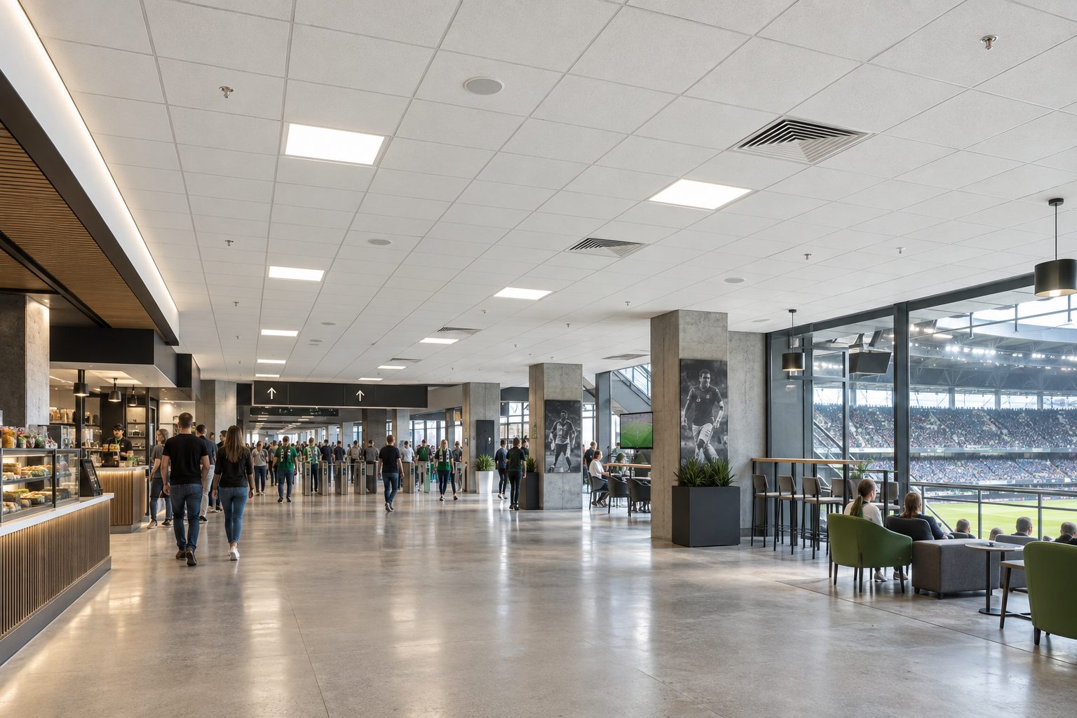 Cielorraso modular Plac-Tech® en un espacio de gran circulación